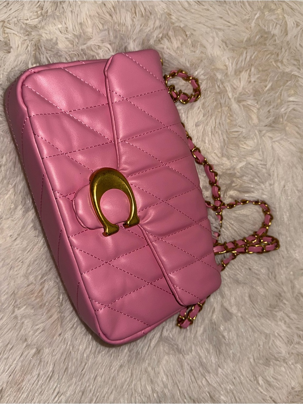 Coach Pink Quilted Shoulder Bag with Gold Hardware - Picture 2 of 3